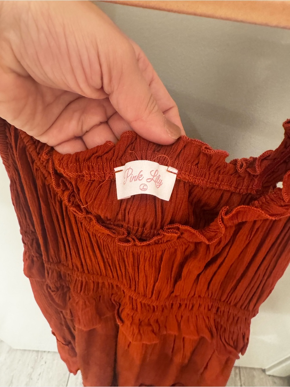 Pink Lily Rust Red Ruffle-Strap Sundress - Picture 2 of 5